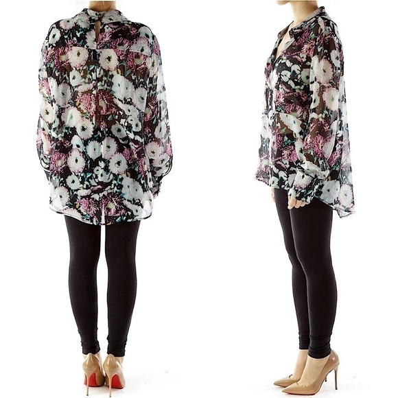 BCBGMAXAZRIA Emma Floral Silk Top - Picture 4 of 13